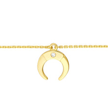 Load image into Gallery viewer, diamond bezel set 14k gold drop horn choker necklace
