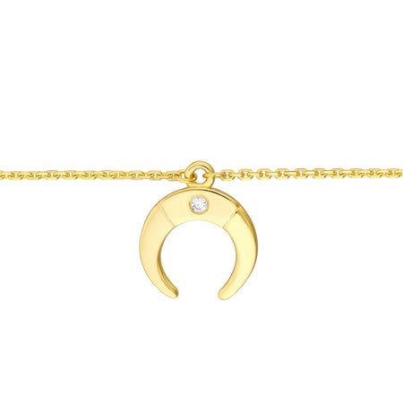 diamond bezel set 14k gold drop horn choker necklace