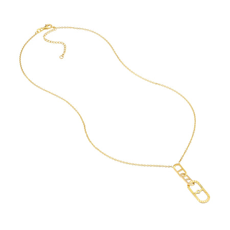 yellow gold radiant link chain pendant necklace with diamond