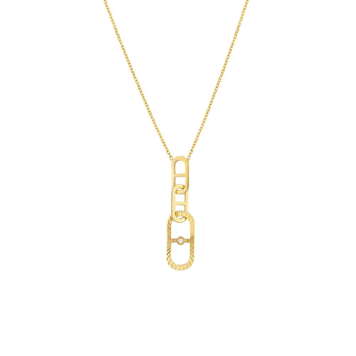 yellow gold radiant link chain pendant with diamond