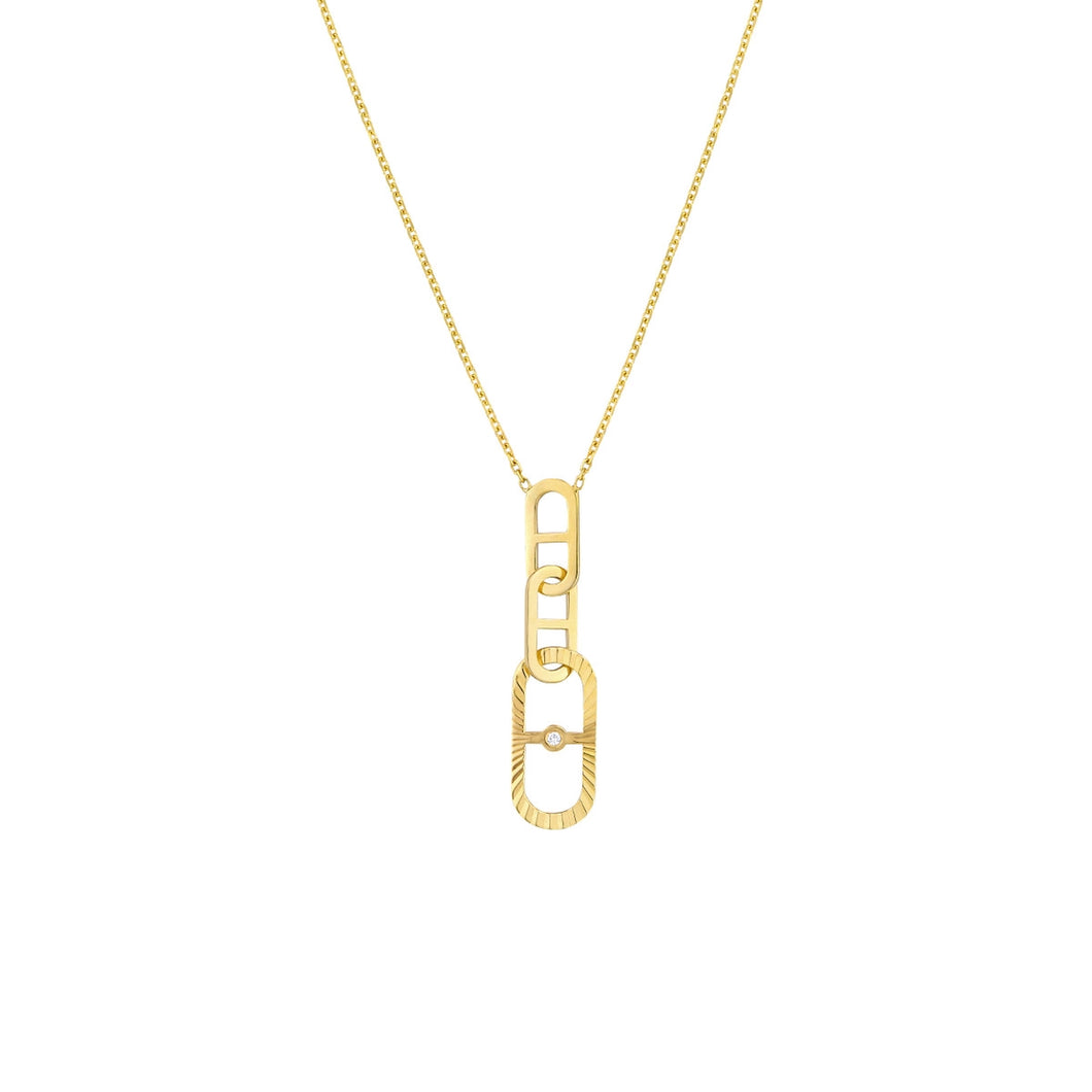 yellow gold radiant link chain pendant with diamond