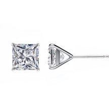 Load image into Gallery viewer, diamond princess stud earrings side view

