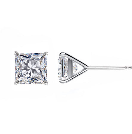 diamond princess stud earrings side view