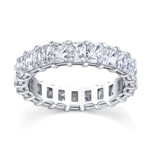 4.10 carat radiant cut diamond eternity ring band platinum