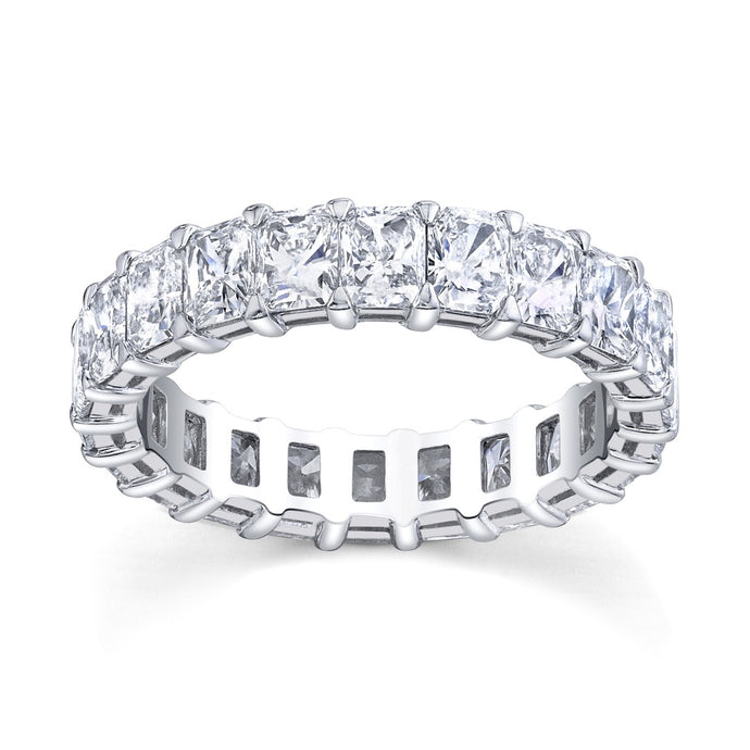 4.10 carat radiant cut diamond eternity ring band platinum