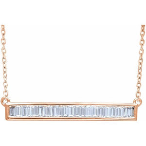 Rothschild Diamond baguette bar necklace rose gold