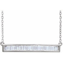 Load image into Gallery viewer, Rothschild Diamond baguette bar necklace white gold
