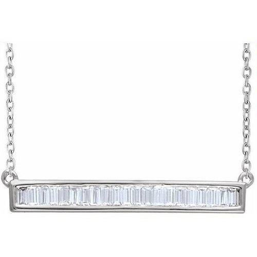Rothschild Diamond baguette bar necklace white gold