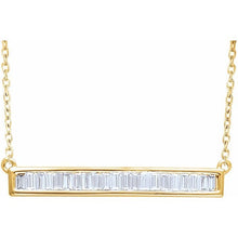 Load image into Gallery viewer, Rothschild Diamond baguette bar necklace yellow gold
